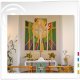 Kreuzgemeinde Neumünster - Altargestaltung mit 3 Textilbanner, Motiv „Der Gnadenstuhl”