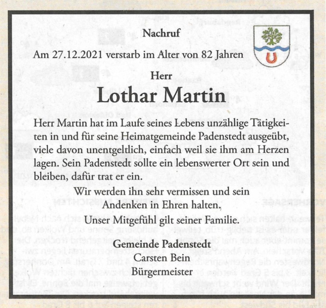 2022 Lothar Martin Traueranzeige
