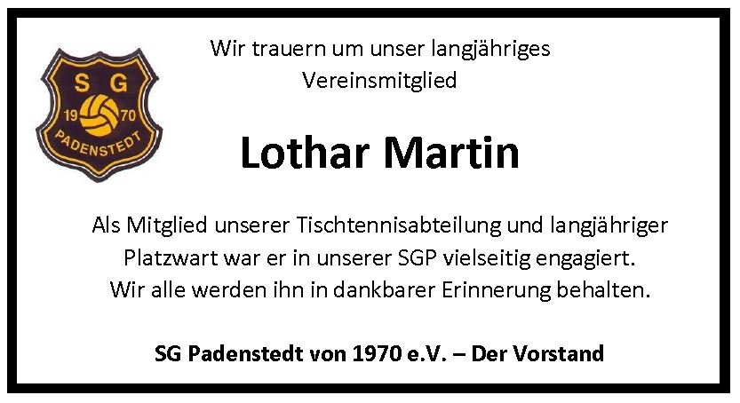 2022 Traueranzeige Lothar Martin